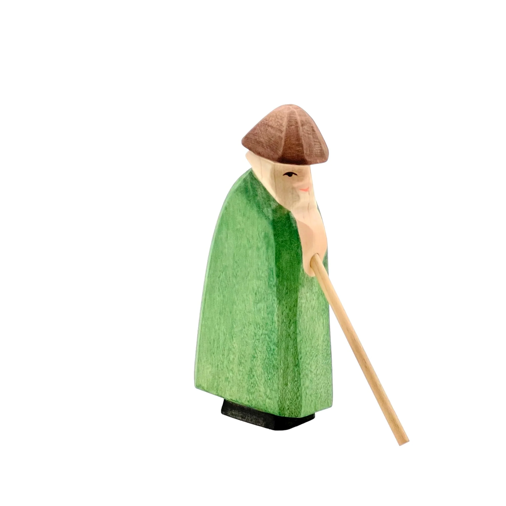 Handcrafted Open Ended Wooden Toy Figure Family - Shepherd with Staff - Image 2