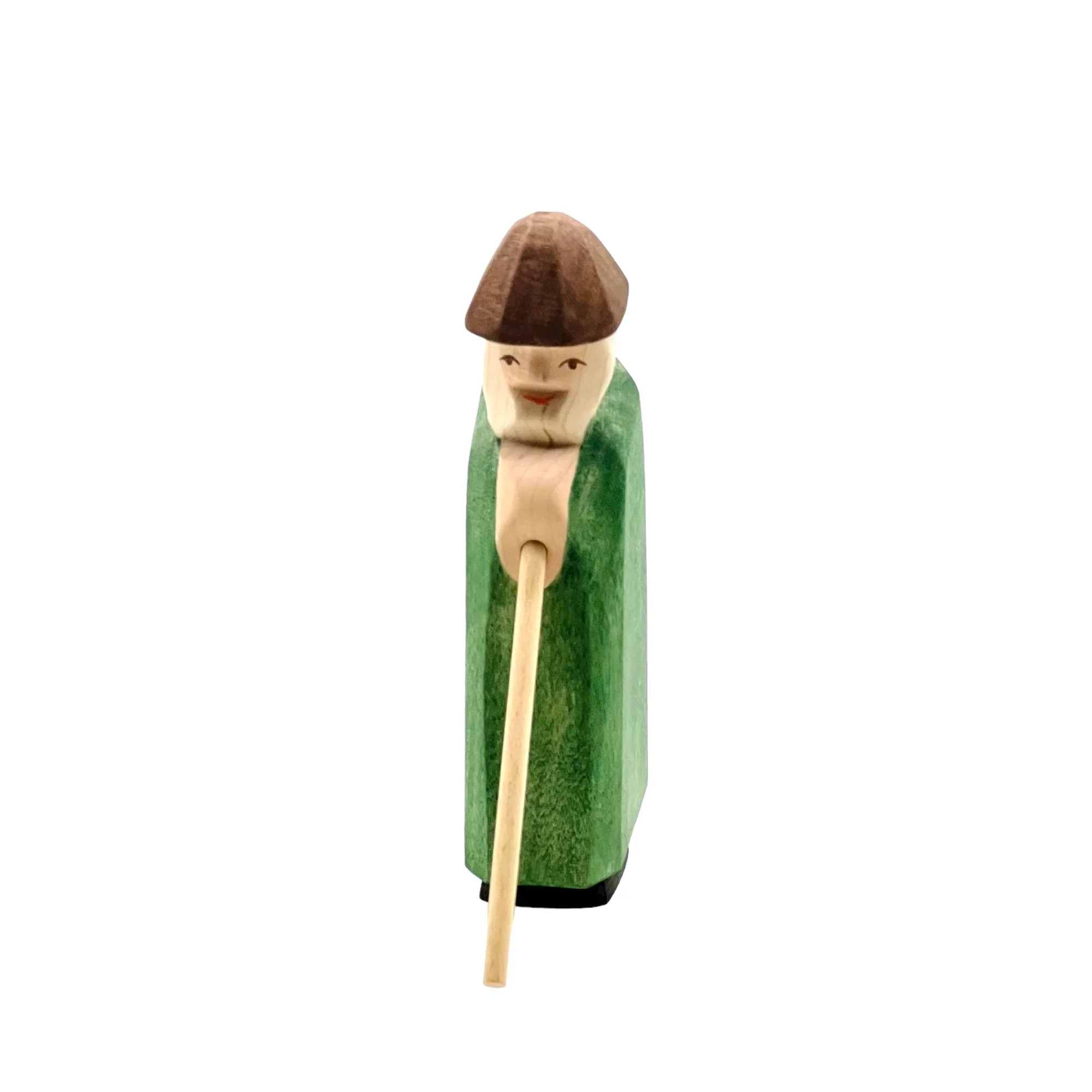 Handcrafted Open Ended Wooden Toy Figure Family - Shepherd with Staff - Image 3