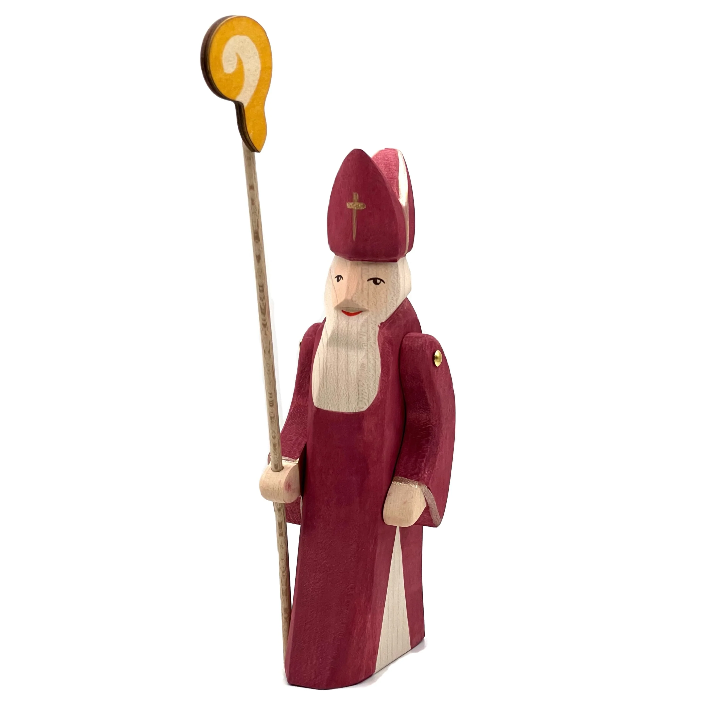 Handcrafted Open Ended Wooden Toy Figure Family - St Nicholas with Staff II - Image 3