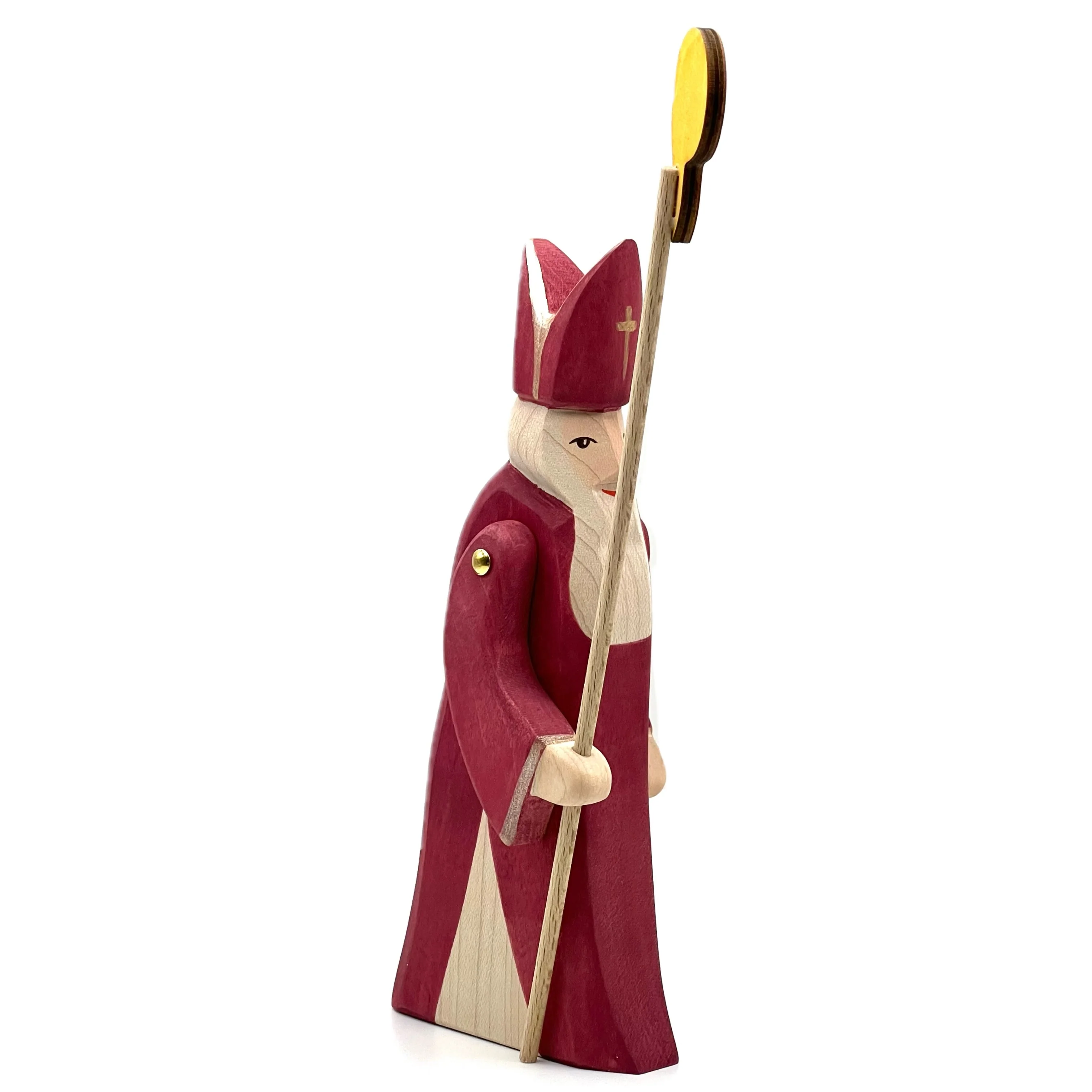 Handcrafted Open Ended Wooden Toy Figure Family - St Nicholas with Staff II - Image 4