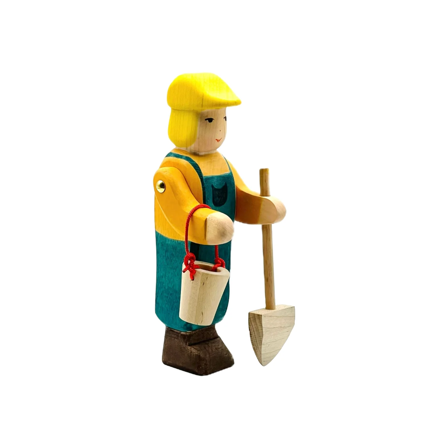 Handcrafted Open Ended Wooden Toy Figure Family - Zoo Keeper (with bucket) - Image 2