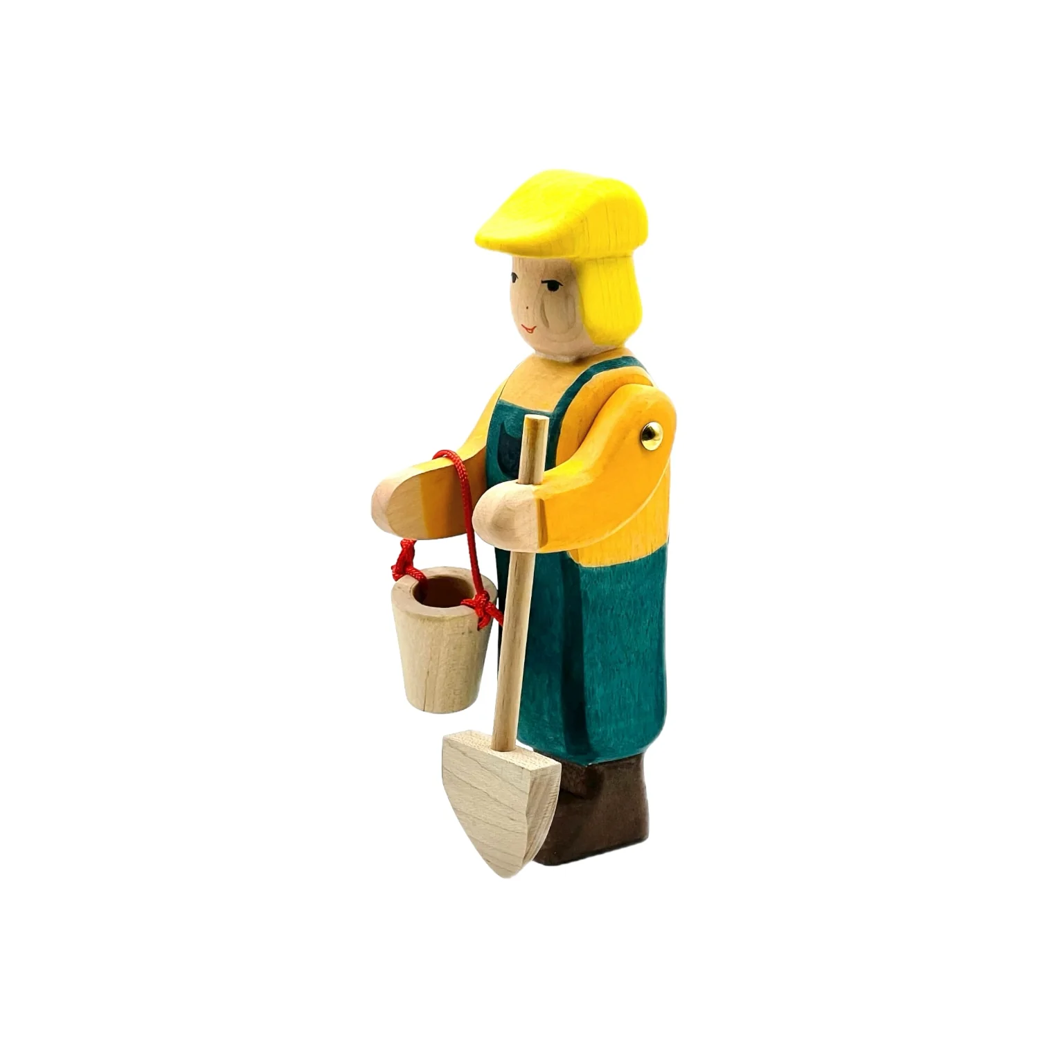 Handcrafted Open Ended Wooden Toy Figure Family - Zoo Keeper (with bucket) - Image 3