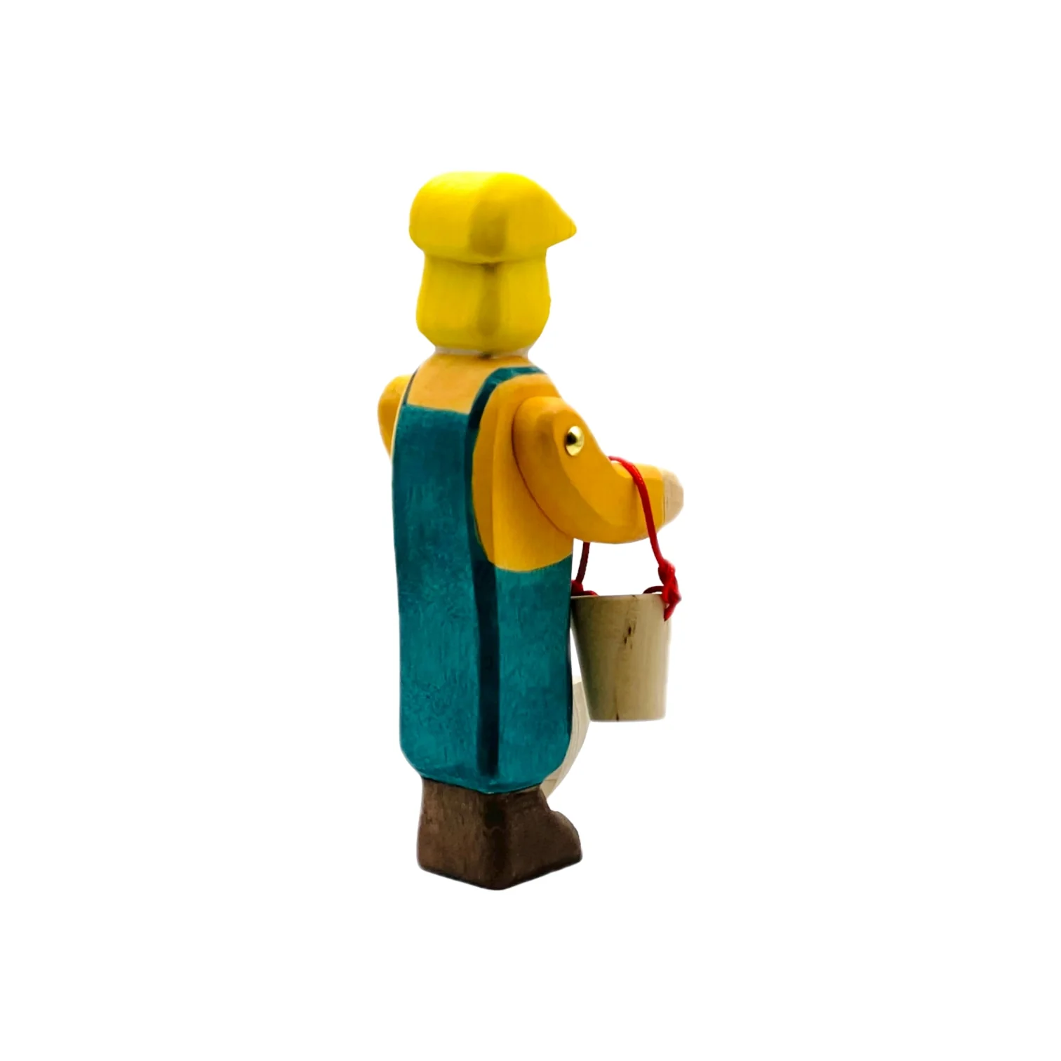 Handcrafted Open Ended Wooden Toy Figure Family - Zoo Keeper (with bucket) - Image 4