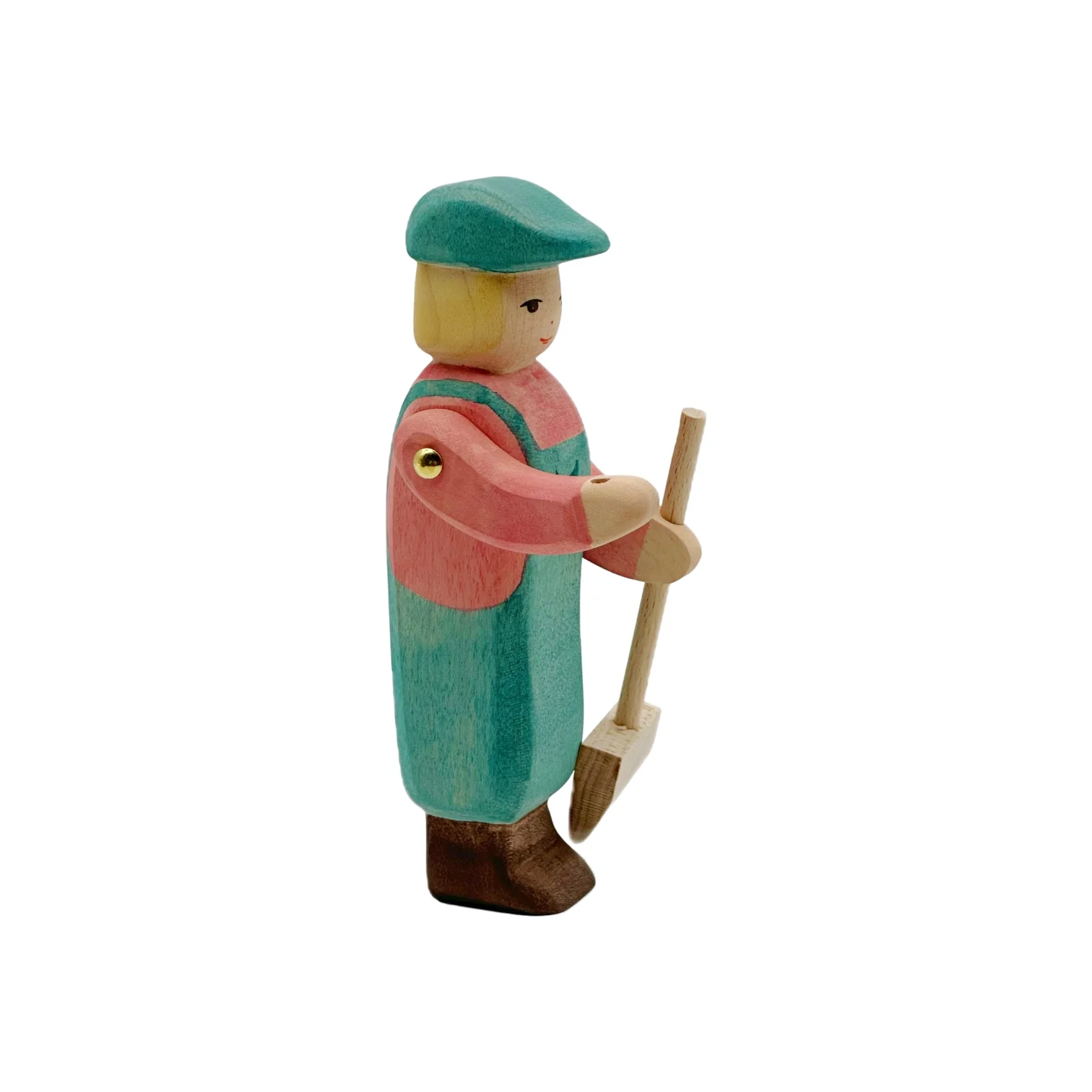 Handcrafted Open Ended Wooden Toy Figure Family - Zoo Keeper (without bucket) - Image 3