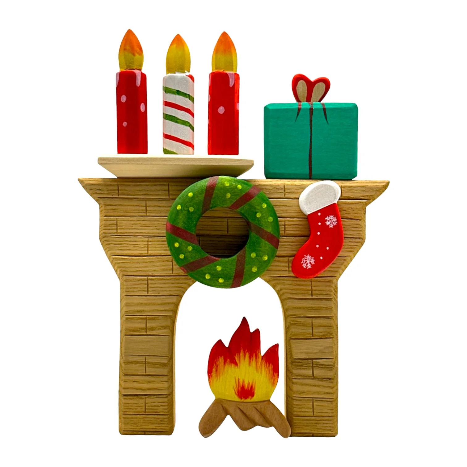 Handcrafted Open Ended Wooden Toy Holiday Set - 17 Pieces Christmas Set with 3 Candles - Image 6