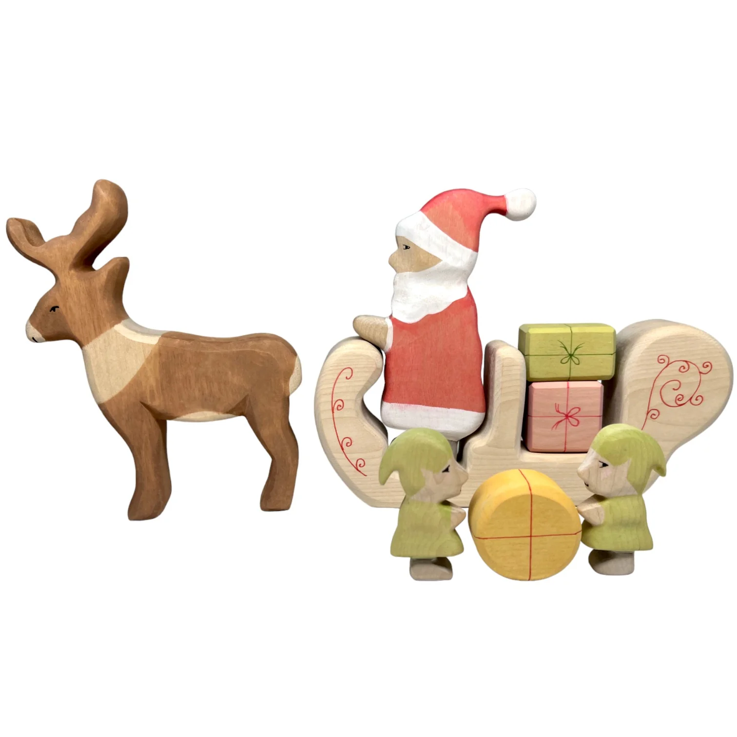 Handcrafted Open Ended Wooden Toy Holiday Set - 8 Pieces Christmas Set - Image 4