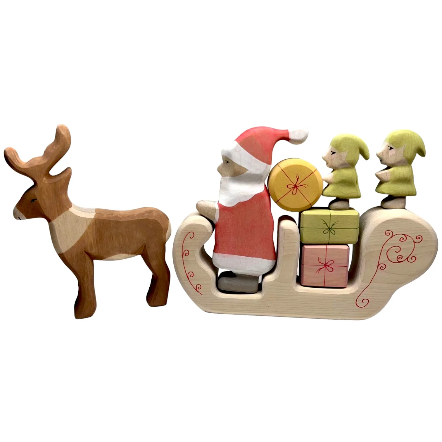 Handcrafted Open Ended Wooden Toy Holiday Set - 8 Pieces Christmas Set - Image 5