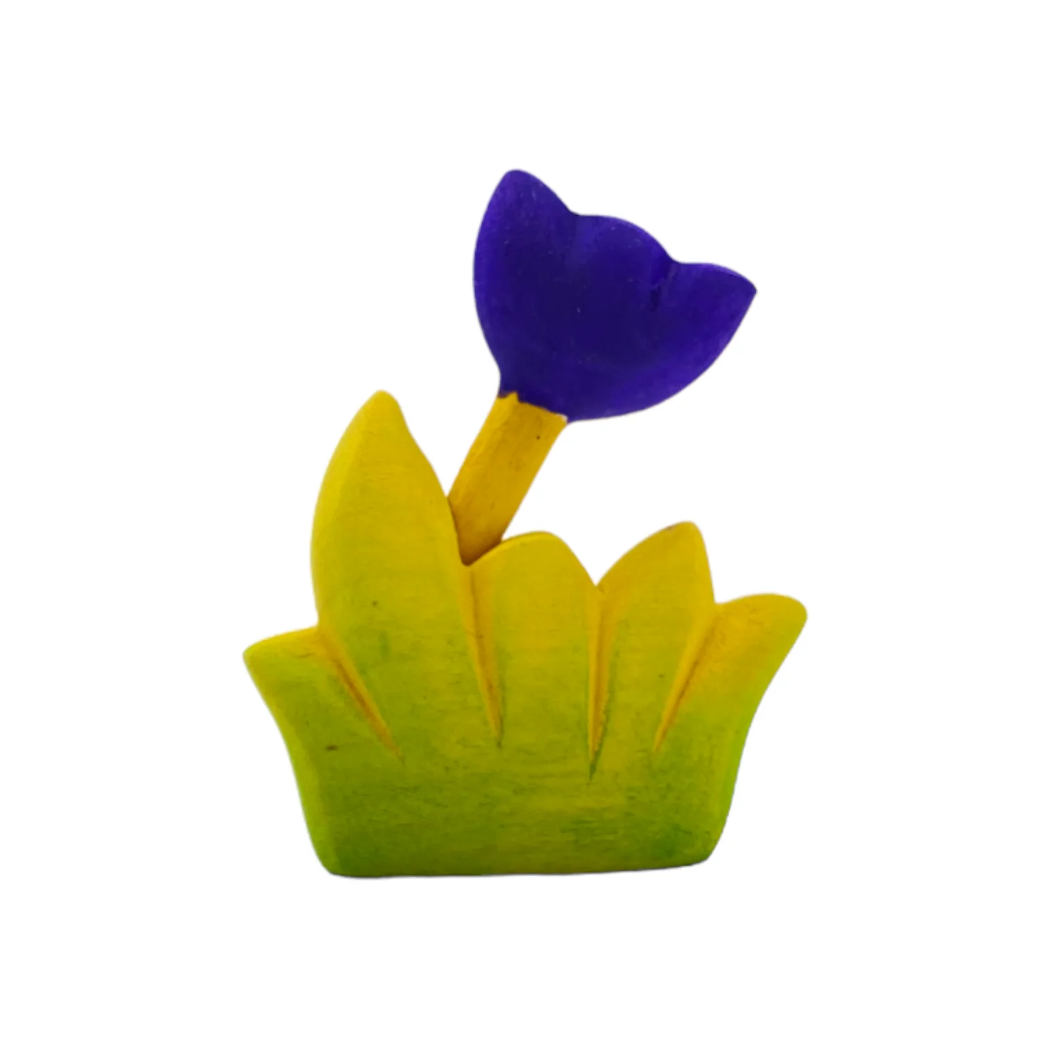 Handcrafted Open Ended Wooden Toy Tree and Landscaping - Grass with Purple Flower Small