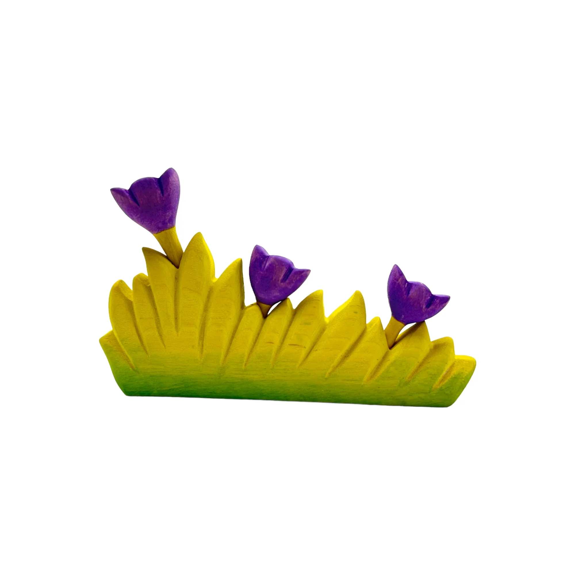 Handcrafted Open Ended Wooden Toy Tree and Landscaping - Grass with Purple Flowers Large