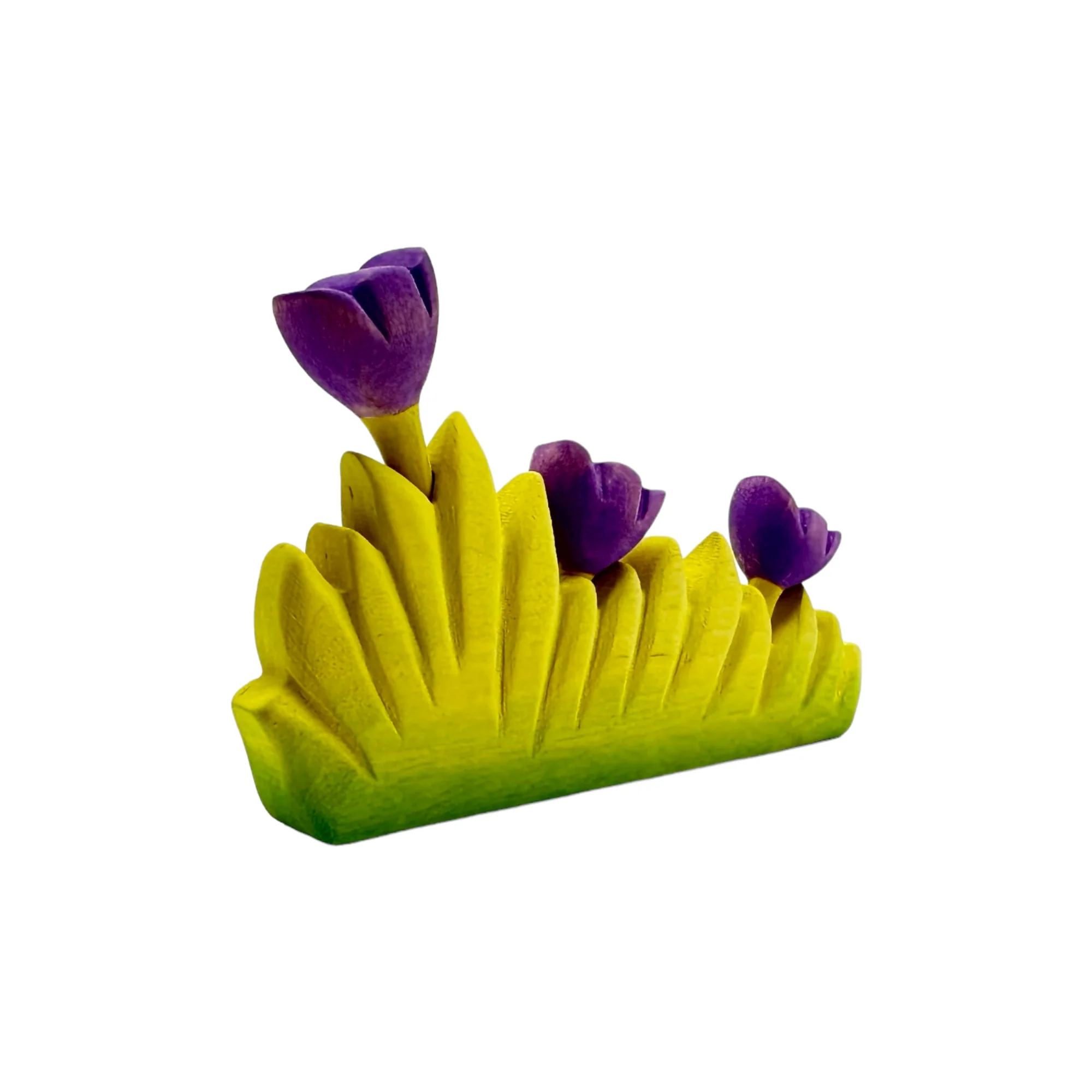 Handcrafted Open Ended Wooden Toy Tree and Landscaping - Grass with Purple Flowers Large - Image 2