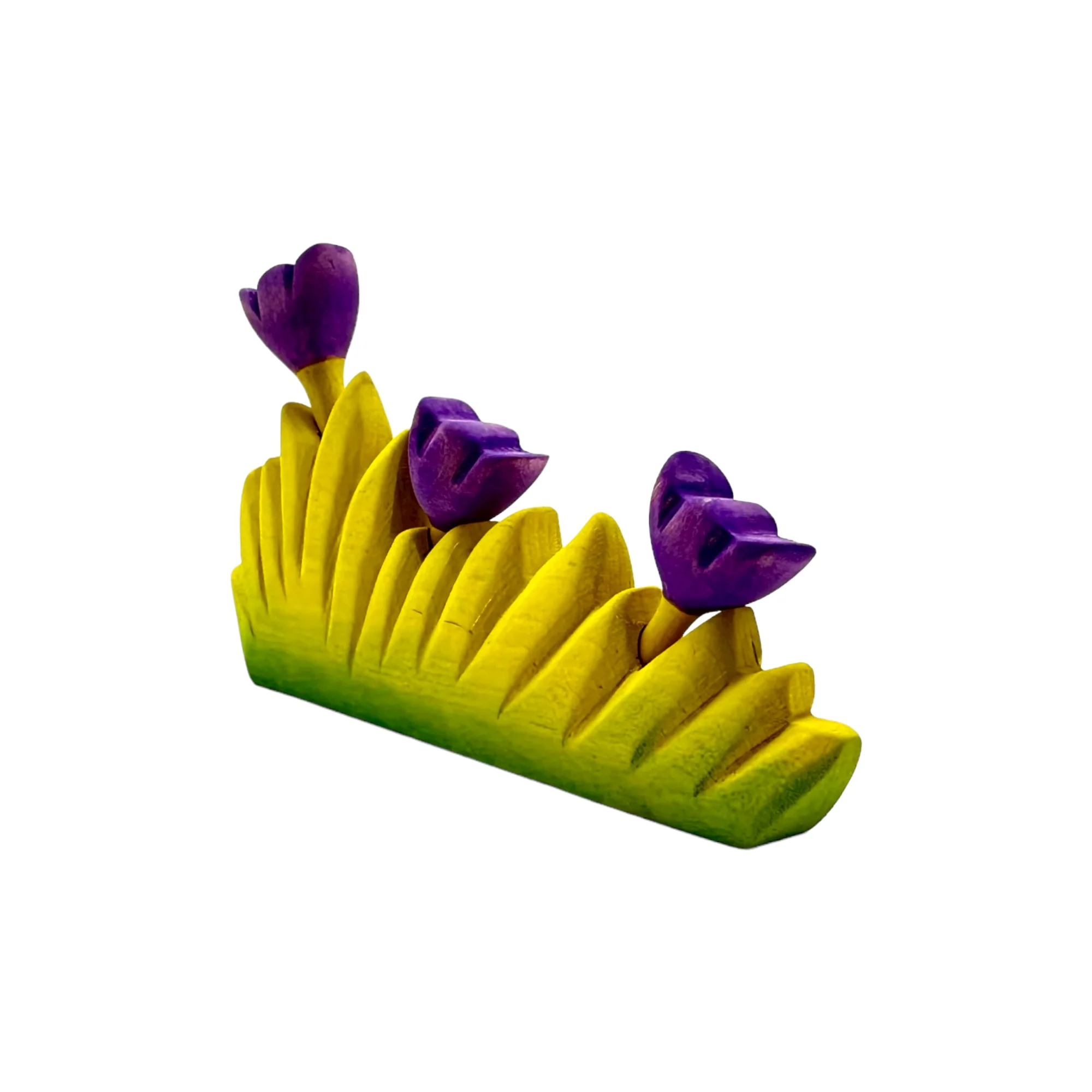 Handcrafted Open Ended Wooden Toy Tree and Landscaping - Grass with Purple Flowers Large - Image 3