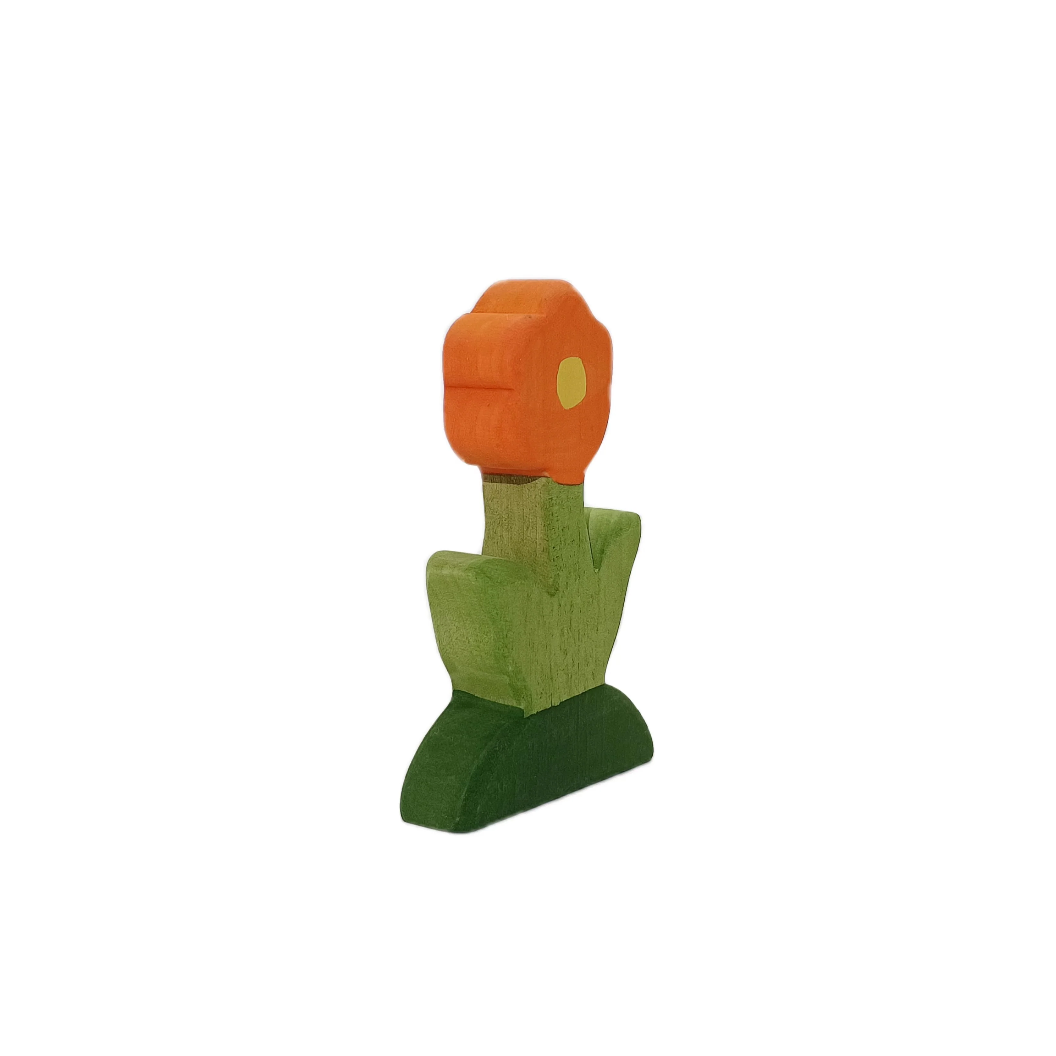 Handcrafted Open Ended Wooden Toy Tree and Landscaping - Orange flower - Image 2