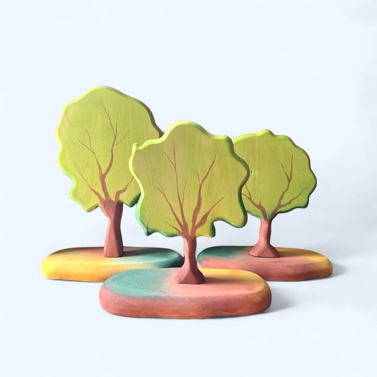 Handcrafted Open Ended Wooden Toy Tree and Landscaping - Pear Tree, Peach Tree, Pomegranate Tree - Image 3