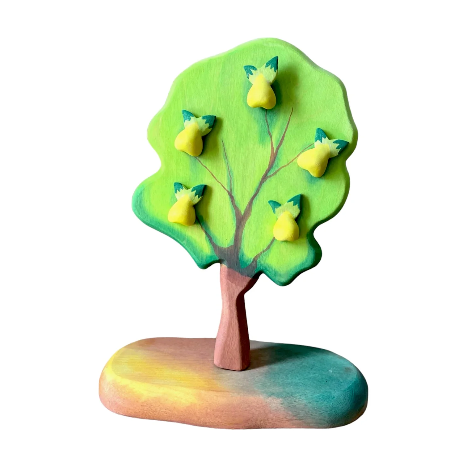 Handcrafted Open Ended Wooden Toy Tree and Landscaping - Pear Tree, Peach Tree, Pomegranate Tree - Image 4