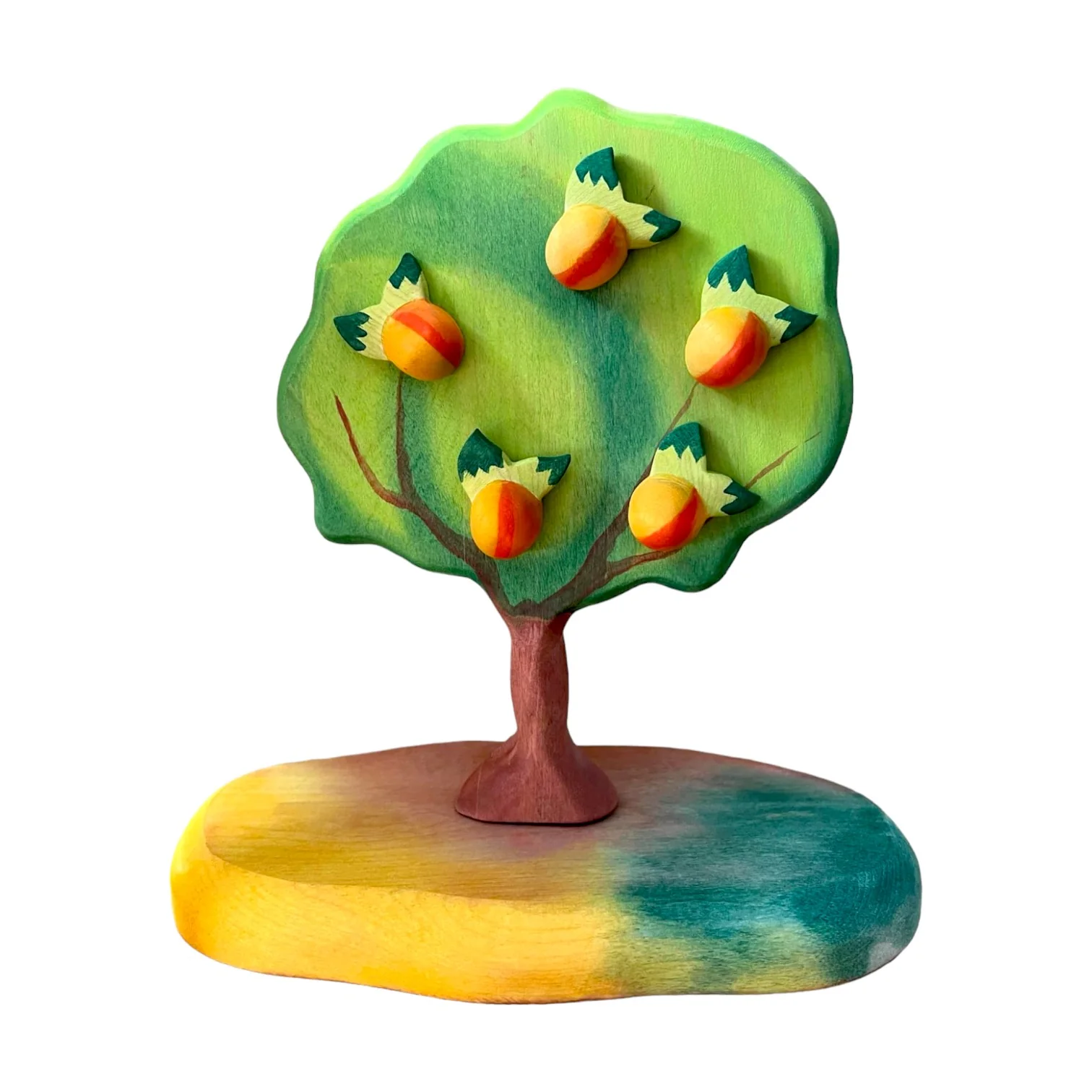 Handcrafted Open Ended Wooden Toy Tree and Landscaping - Pear Tree, Peach Tree, Pomegranate Tree - Image 5