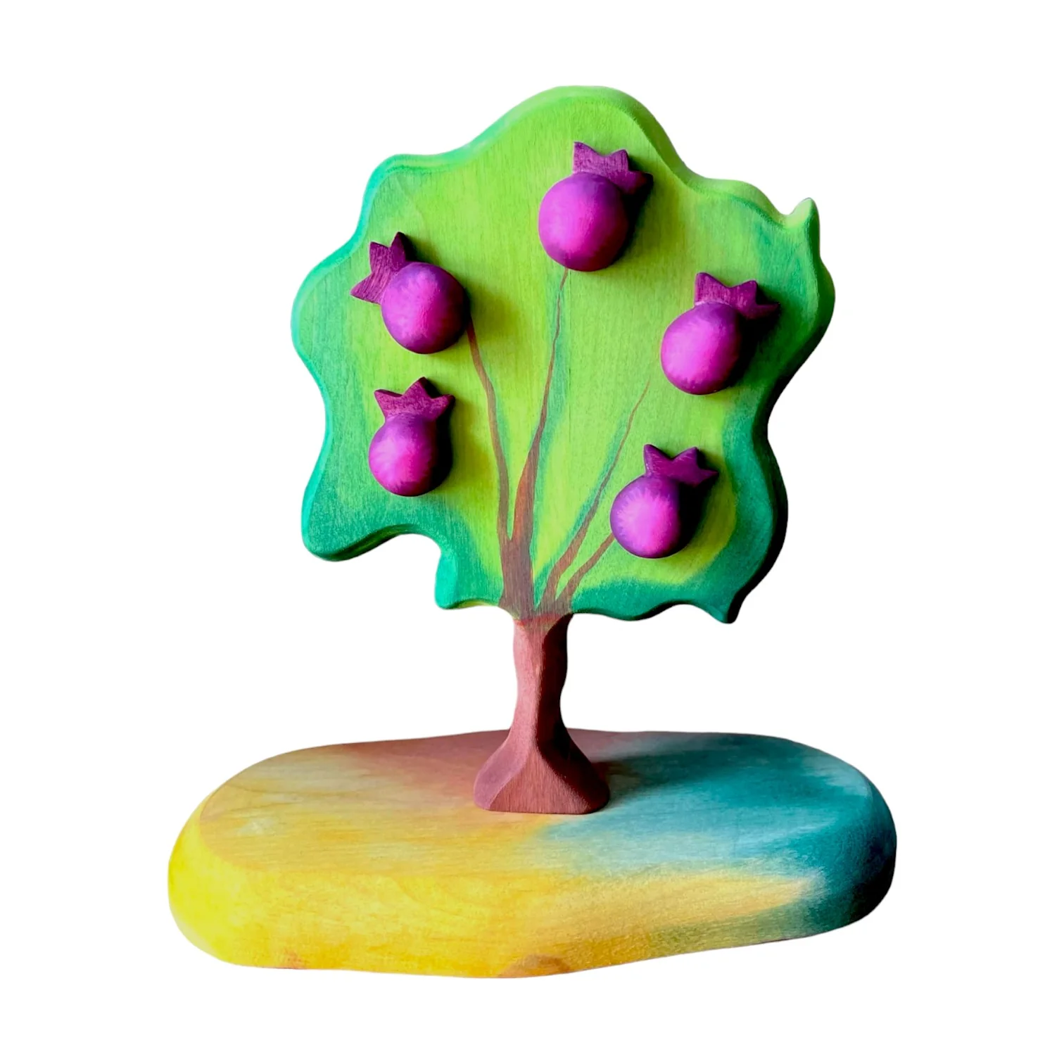 Handcrafted Open Ended Wooden Toy Tree and Landscaping - Pear Tree, Peach Tree, Pomegranate Tree - Image 6