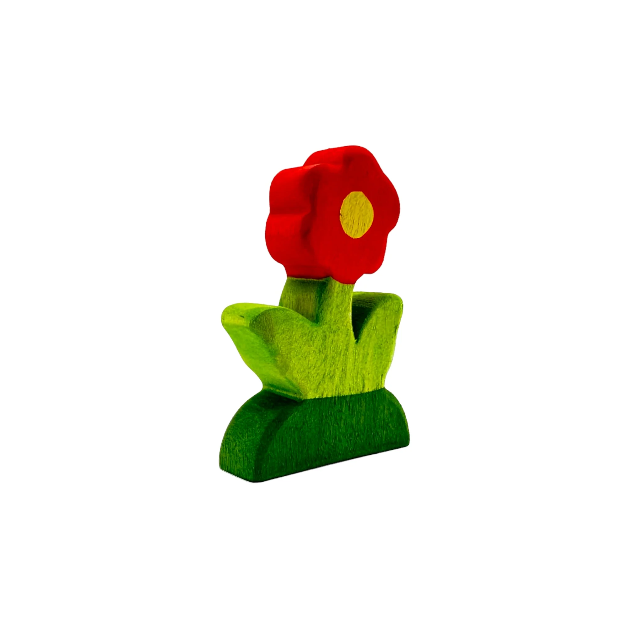 Handcrafted Open Ended Wooden Toy Tree and Landscaping - Red Flower - Image 2