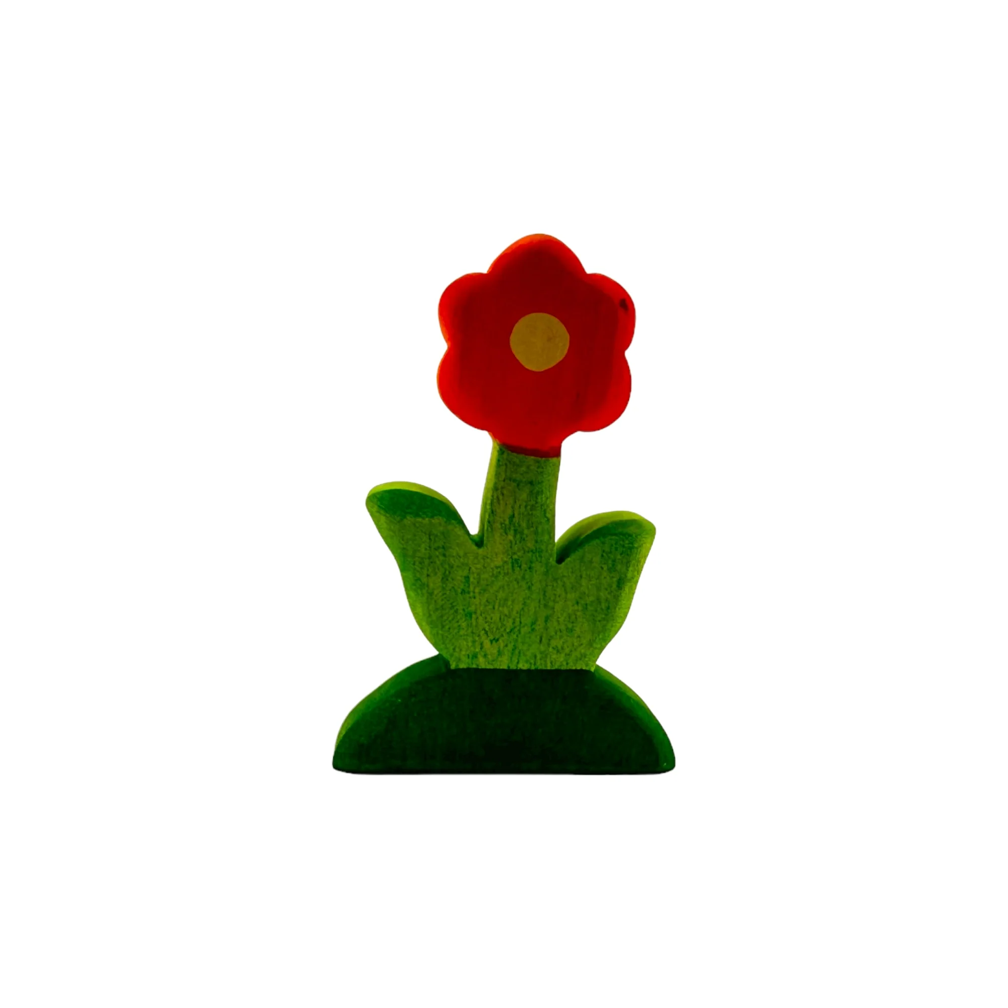 Handcrafted Open Ended Wooden Toy Tree and Landscaping - Red Flower - Image 3