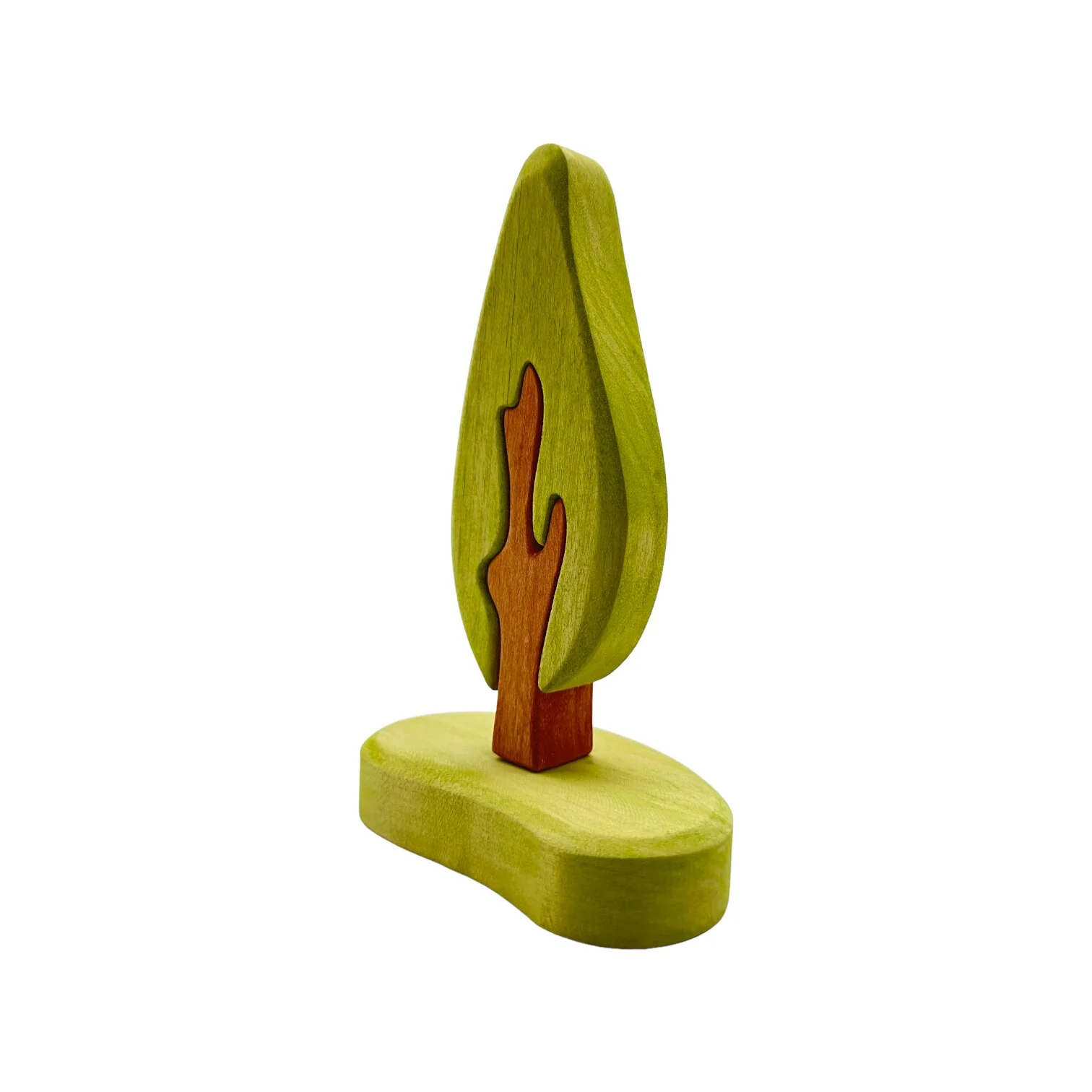 Handcrafted Open Ended Wooden Toy Tree and Landscaping - Small Poplar Tree with Base - Image 2