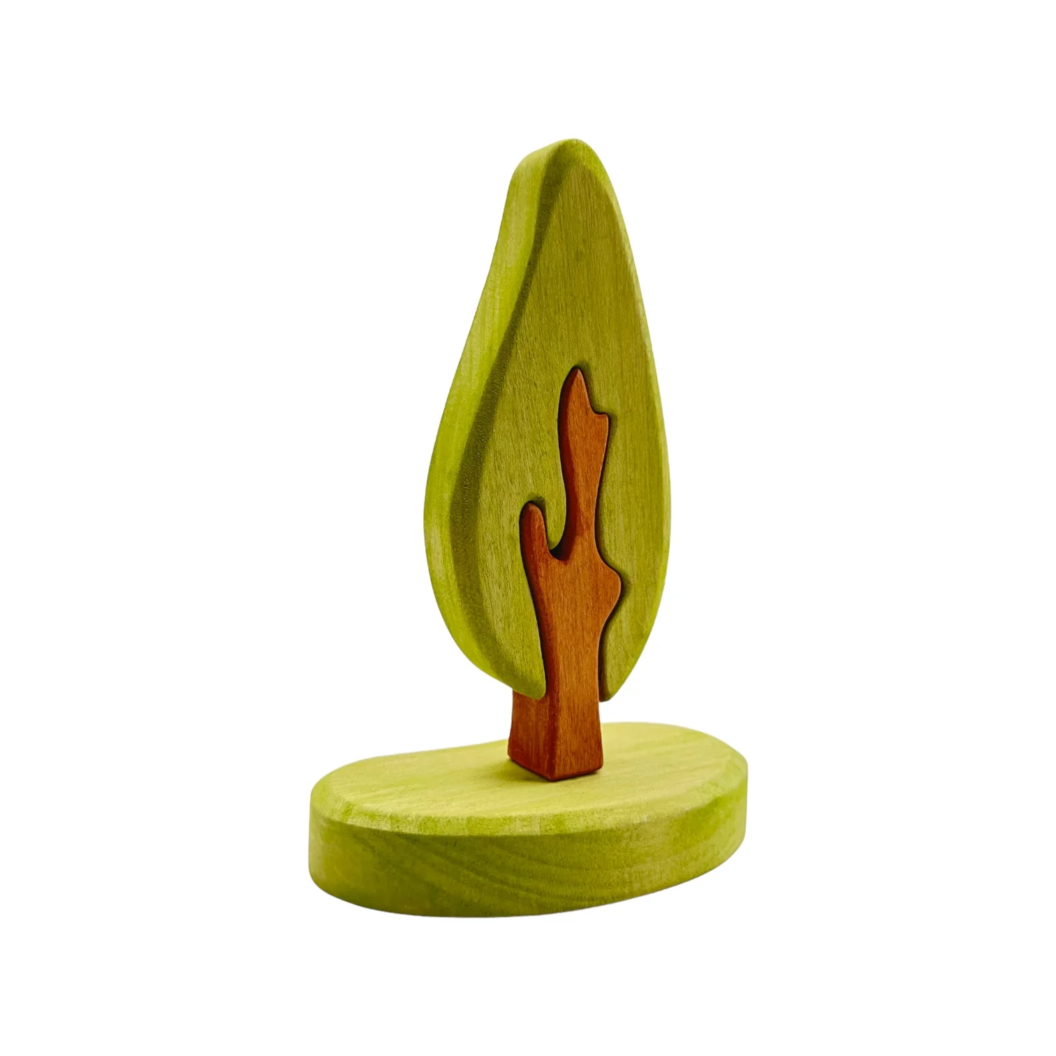 Handcrafted Open Ended Wooden Toy Tree and Landscaping - Small Poplar Tree with Base - Image 3