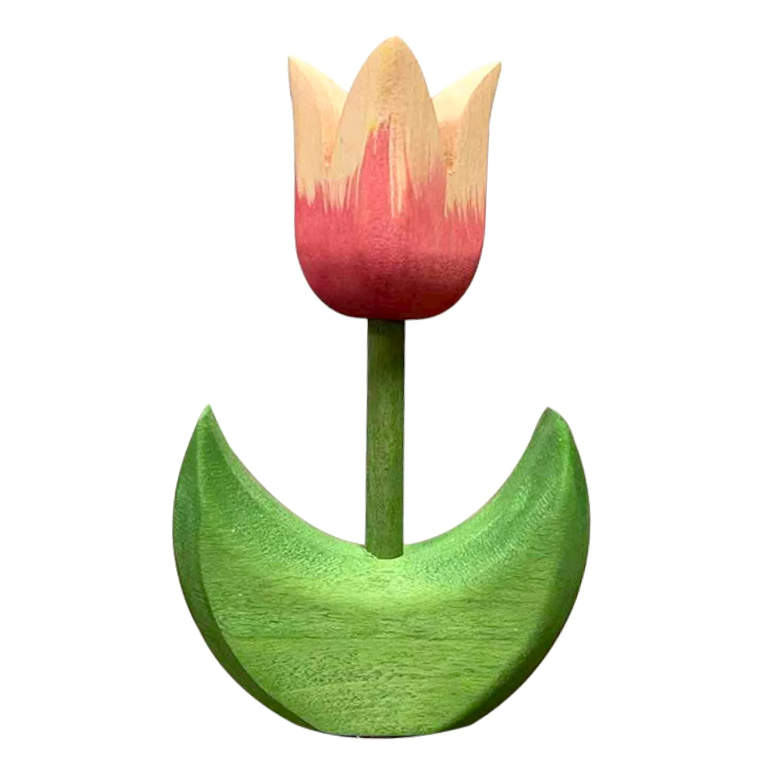 Handcrafted Open Ended Wooden Toy Tree and Landscaping - Tulip Flower Small Pink Bloom