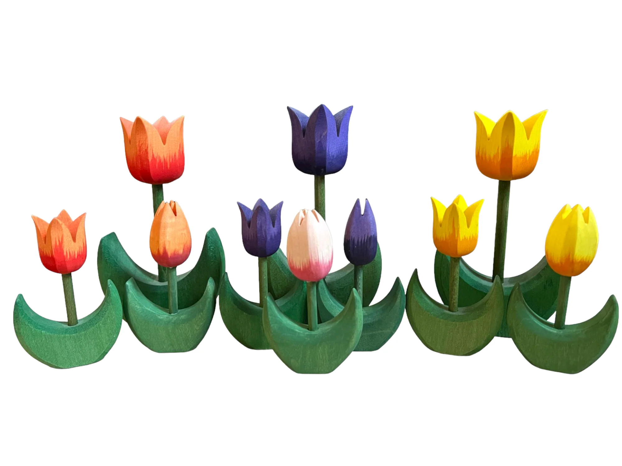 Handcrafted Open Ended Wooden Toy Tree and Landscaping - Tulip Flower Small Pink Bloom - Image 2