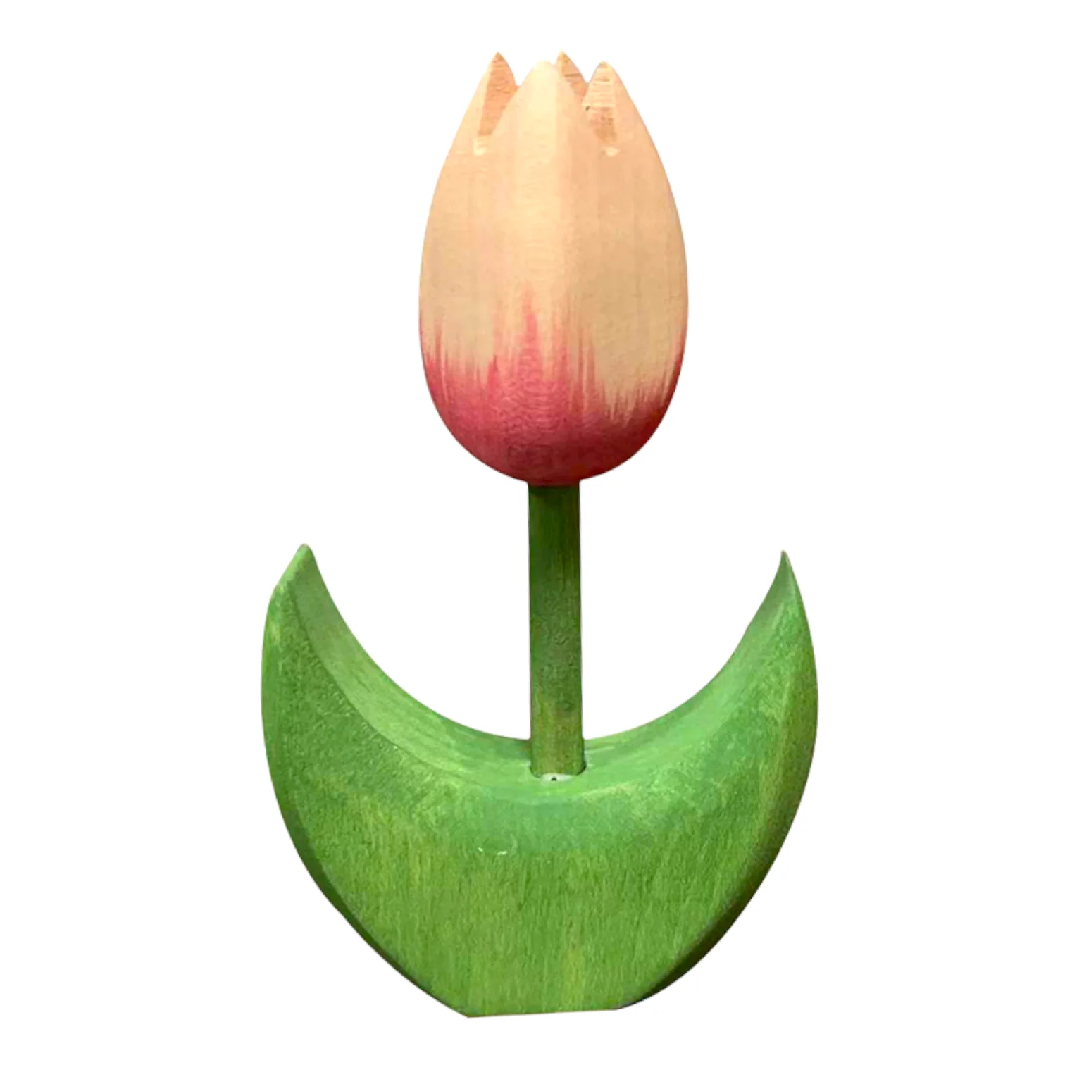 Handcrafted Open Ended Wooden Toy Tree and Landscaping - Tulip Flower Small Pink Close