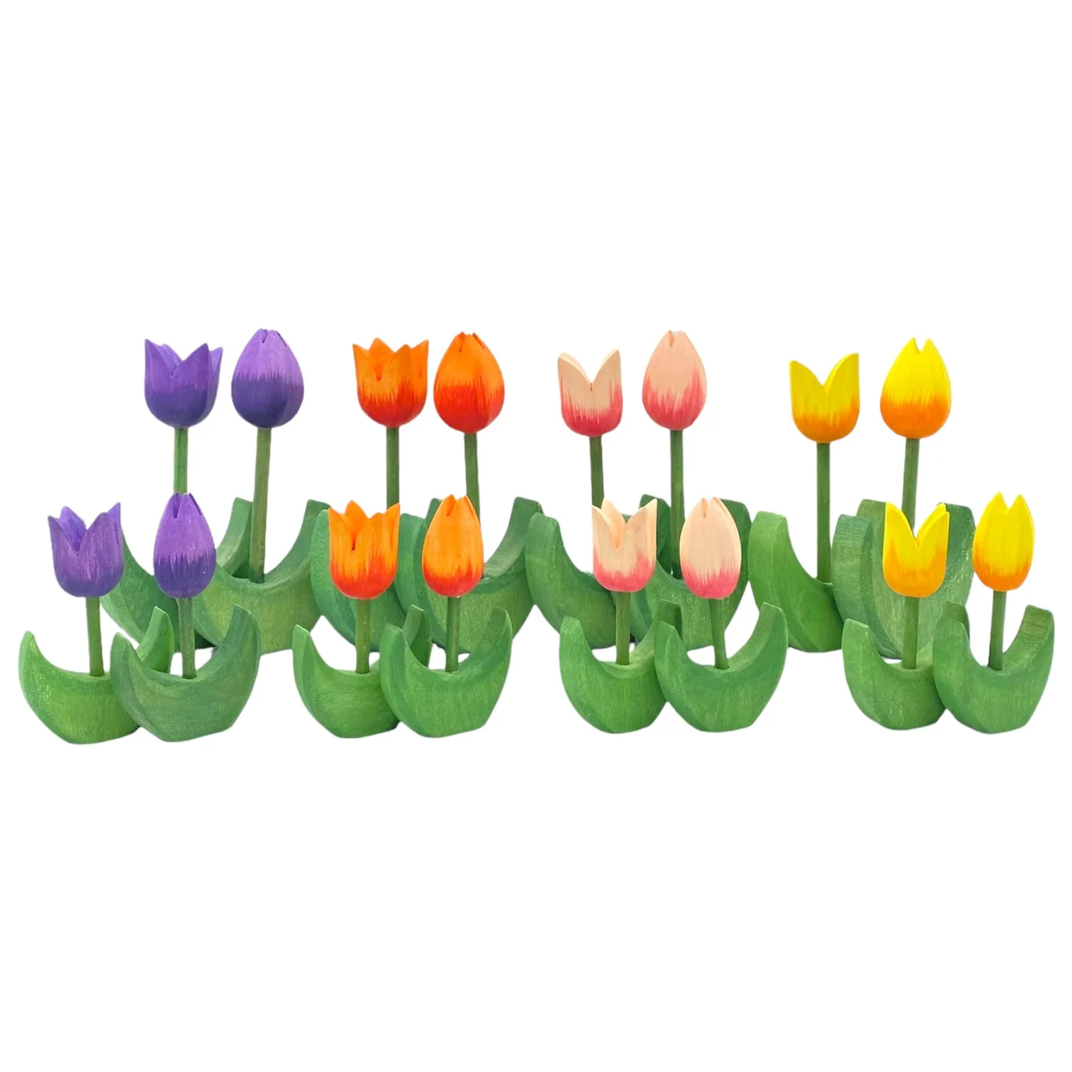 Handcrafted Open Ended Wooden Toy Tree and Landscaping - Tulip Flower Small Purple Close - Image 5